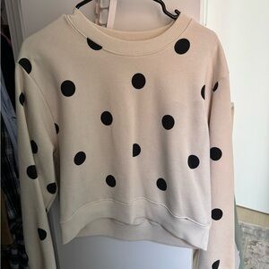 stradivarius Cream Sweatshirt with Black Tag Detail